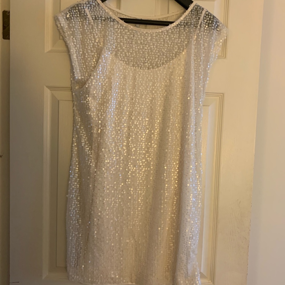 White sequin mini dress